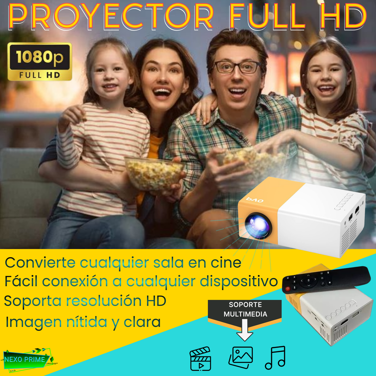 Cinema On-the-Go- Mini Proyector HD Portátil