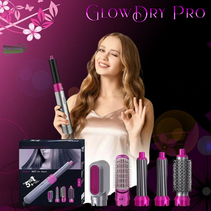 GlowDry Pro-Cepillo Secador de Pelo 5 en 1